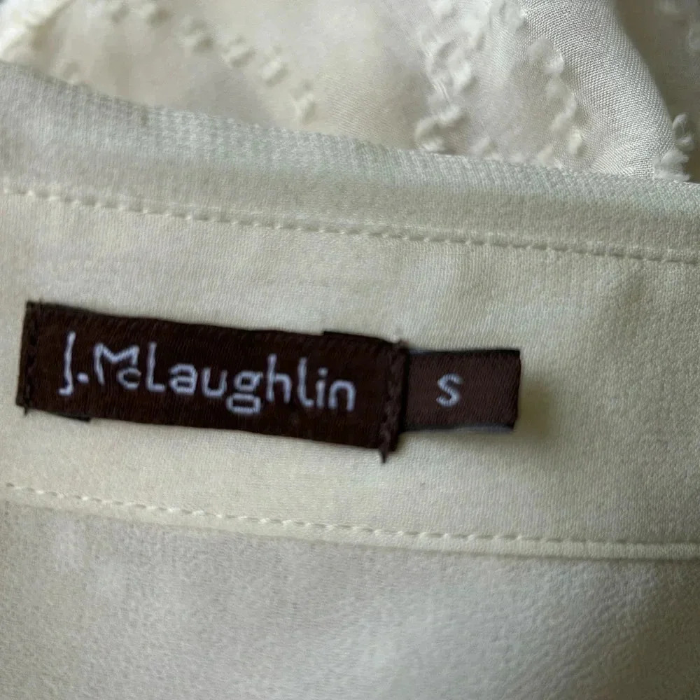 J. McLaughlin Colette silk tunic cream pintuck Swiss dot 3/4 sleeves Size S - Picture 7 of 10